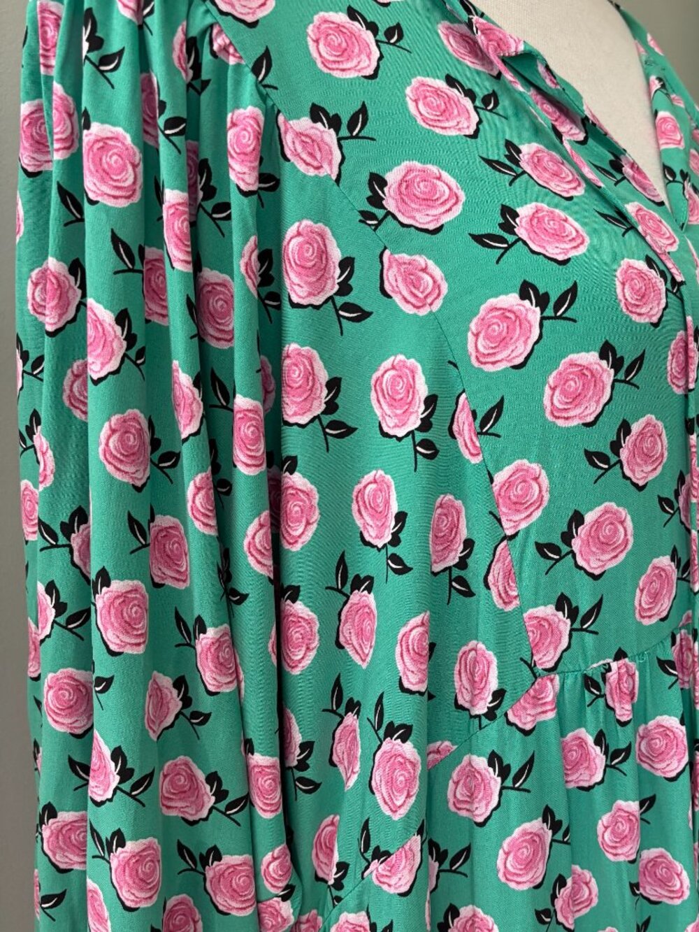 Anrabess Green Rose Floral Tiered Maxi Dress NWT - Picture 2 of 6